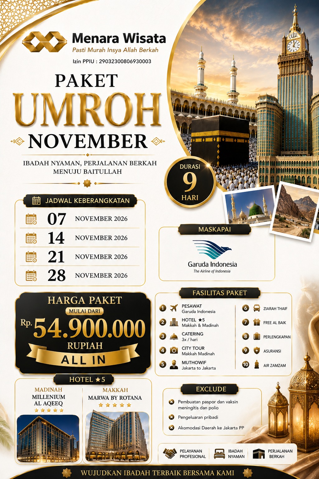 Umroh Berkah Hotel Bintang 5